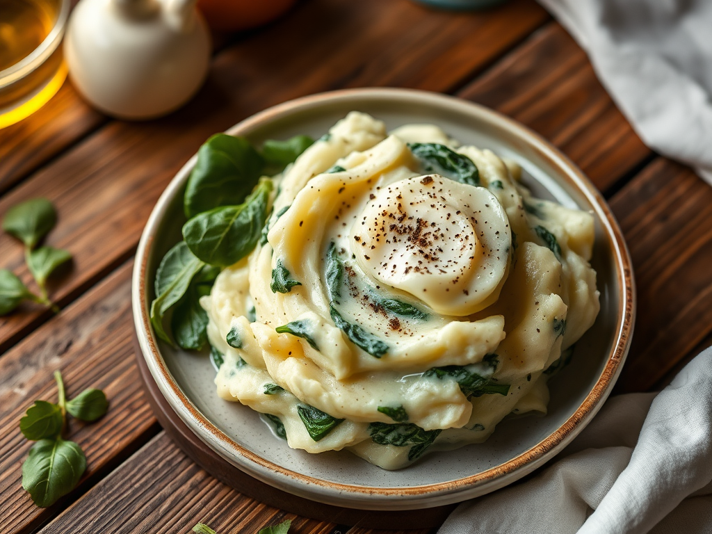 Creamed Mashed Potatoes with Spinach — Gran Cooks