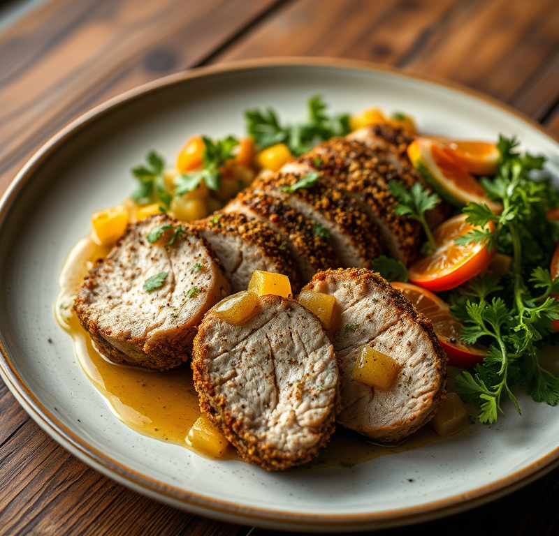 Cumin Crusted Pork Tenderloin With Orange Cilantro Vinaigrette — Gran Cooks