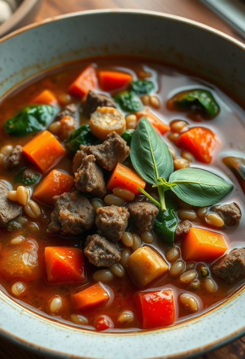Ground Beef, Spinach and Barley Soup — Gran Cooks