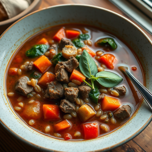 Ground Beef, Spinach and Barley Soup — Gran Cooks