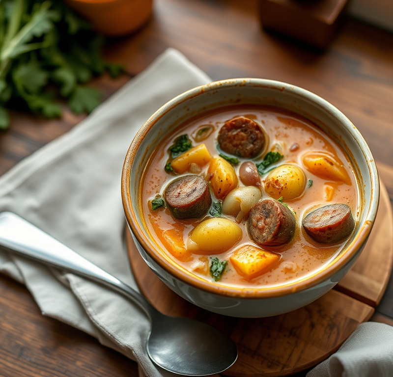 Spicy Potato Soup with Kale and Sausage — Gran Cooks