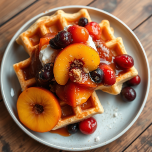 Waffles With Peach Berry Compote — Gran Cooks
