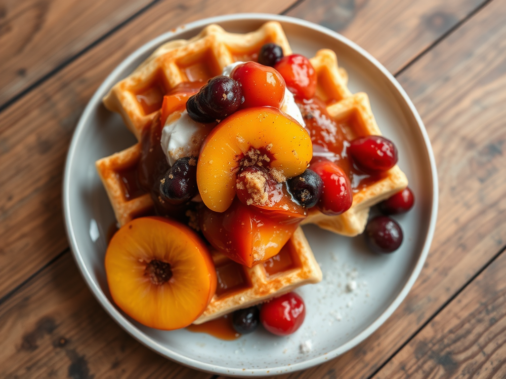 Waffles With Peach Berry Compote — Gran Cooks